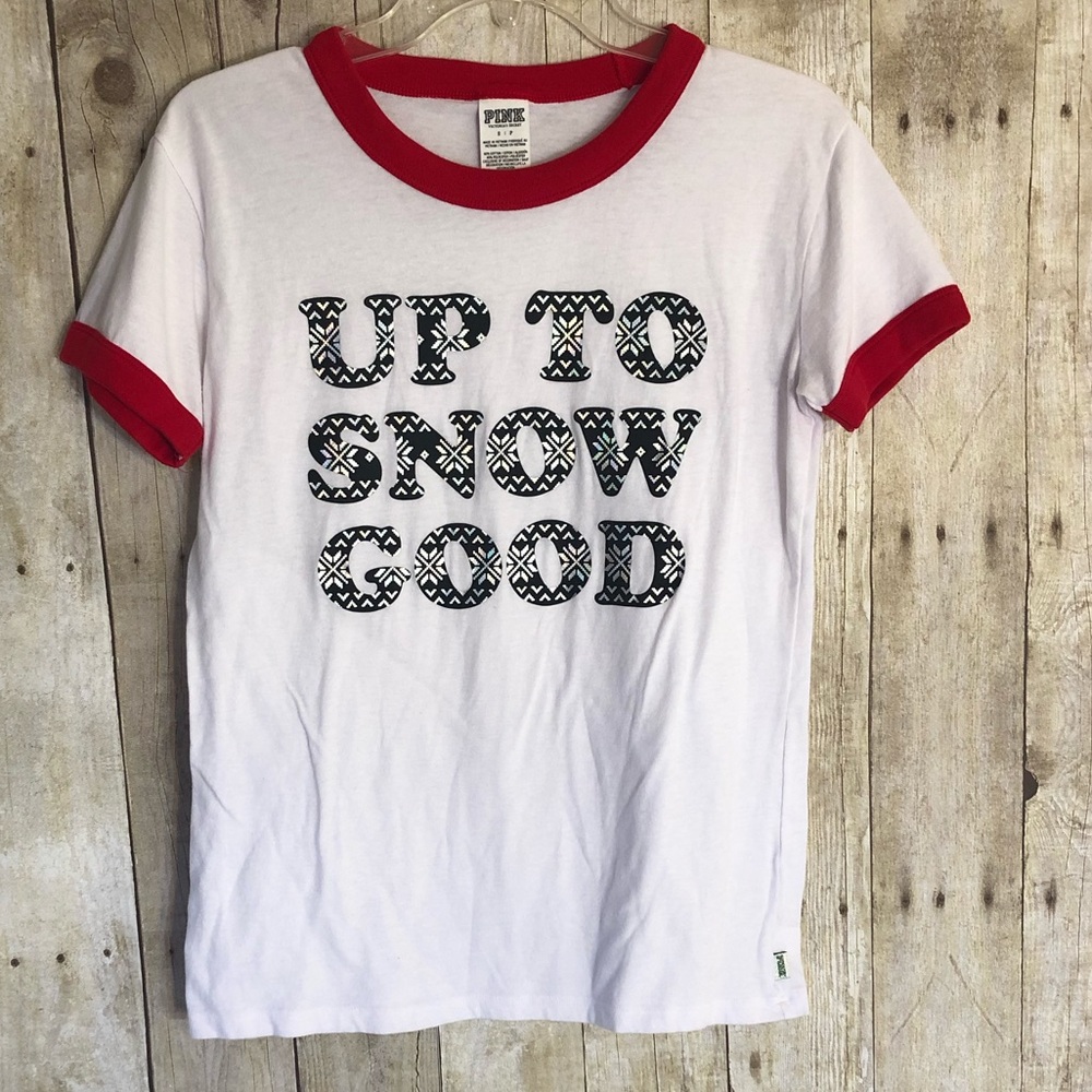 PINK Holiday Ringer Tee - Picture 2 of 6